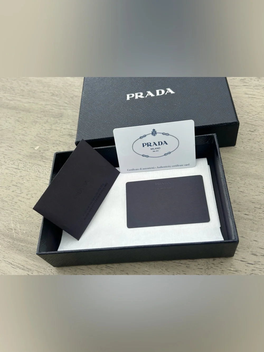 Authentic Prada Vitello Move Box‎ & Authenticity Card Set - Model 1ML009